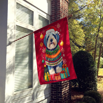 Old English Sheepdog Holiday Christmas House Flag