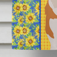 Summer Sunflowers Red Pembroke Corgi House Flag