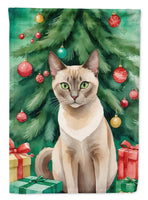 Tonkinese Cat by the Christmas Tree House Flag