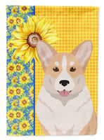 Summer Sunflowers Fawn Cardigan Corgi House Flag