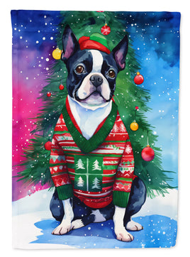 Boston Terrier Christmas House Flag