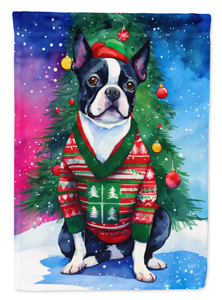 Boston Terrier Christmas House Flag