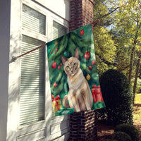 Tonkinese Cat by the Christmas Tree House Flag