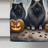 Keeshond Spooky Halloween House Flag