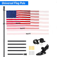 6 Ft. Black Flagpole Stainless Steel Flagpole with Mounting Bracket- Adjustable Length