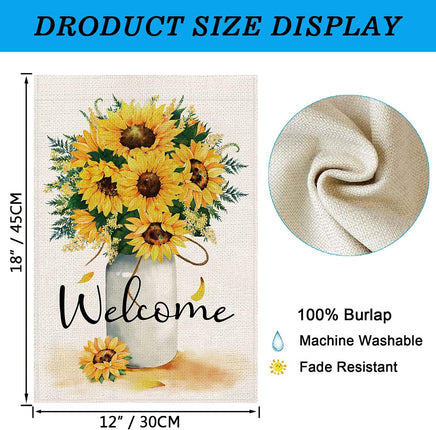 SENYUE Welcome Fall Garden Flag 12 X 18 Inch, Fall Garden Flag Double Sided, Fall Small Garden Flag Outdoor Decoration,Sunflowers