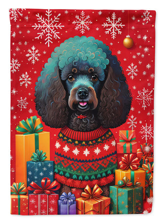 Poodle Holiday Christmas House Flag