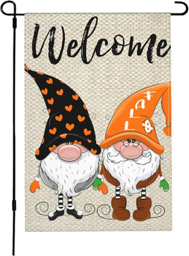 Fall Garden Flags 12X18 Double Sided Gnome Welcome Yard Flag Fall Garden Yard Decorations for outside inside Farmhouse Porch