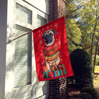 Fawn Pug Holiday Christmas House Flag