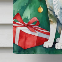 Oregon Rex Cat by the Christmas Tree House Flag