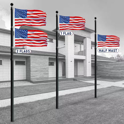 30 Ft. Aluminum Telescopic Flag Pole Kit Flagpole 3'X5' US Flag & Ball Top for Commercial Residential Outdoor