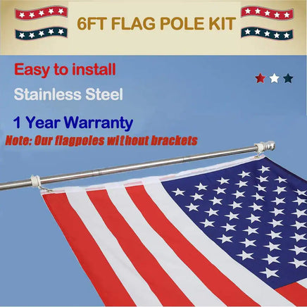 6 Ft. Black Stainless Steel Flagpole Heavy-Duty and Rust Free (Without Bracket)