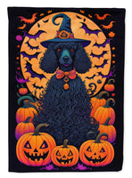 Black Standard Poodle Witchy Halloween House Flag