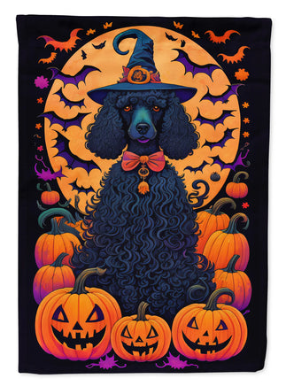 Black Standard Poodle Witchy Halloween House Flag