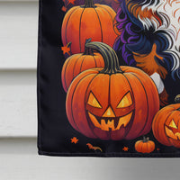 Bernese Mountain Dog Witchy Halloween House Flag