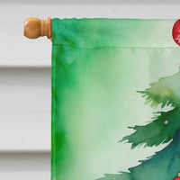 Ragdoll Cat by the Christmas Tree House Flag