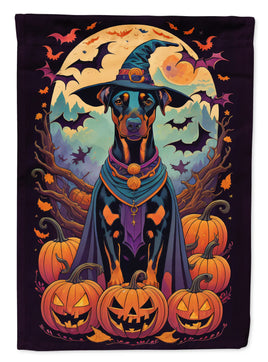 Doberman Pinscher Witchy Halloween House Flag