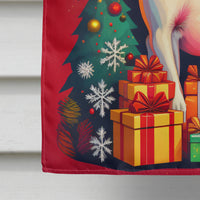 White Boxer Holiday Christmas House Flag