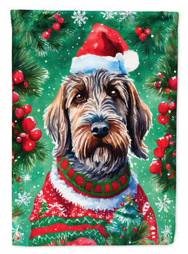 Wirehaired Pointing Griffon Christmas House Flag