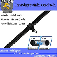 6 Ft. Black Stainless Steel Flagpole Heavy-Duty and Rust Free (Without Bracket)