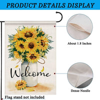 SENYUE Welcome Fall Garden Flag 12 X 18 Inch, Fall Garden Flag Double Sided, Fall Small Garden Flag Outdoor Decoration,Sunflowers