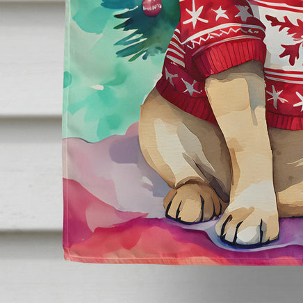 Pug Christmas House Flag