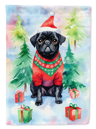 Pug Christmas House Flag