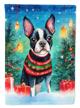 Boston Terrier Christmas House Flag