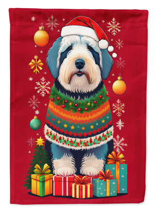 Old English Sheepdog Holiday Christmas House Flag