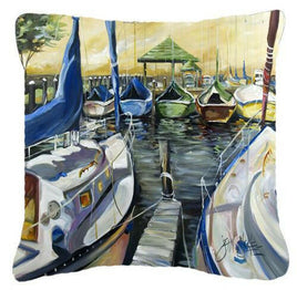 Seven Boats Sailboats Canvas Fabric Decorative Pillow JMK1231PW1414