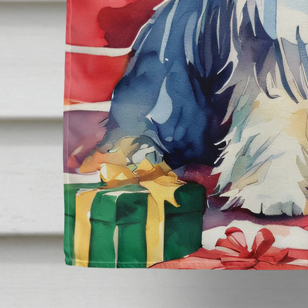 Bearded Collie Christmas House Flag