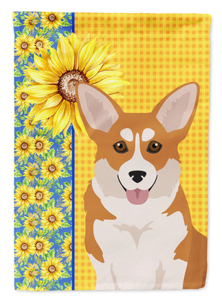 Summer Sunflowers Red Pembroke Corgi House Flag