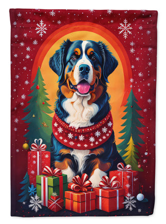 Bernese Mountain Dog Holiday Christmas House Flag