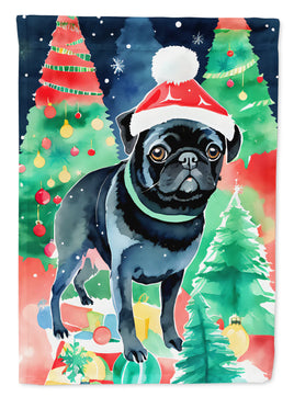 Pug Christmas House Flag