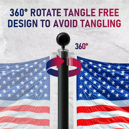 30 Ft. Aluminum Telescopic Flag Pole Kit Flagpole 3'X5' US Flag & Ball Top for Commercial Residential Outdoor