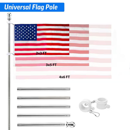 6 Ft. Stainless Steel Adjustable Length Flagpole Silver