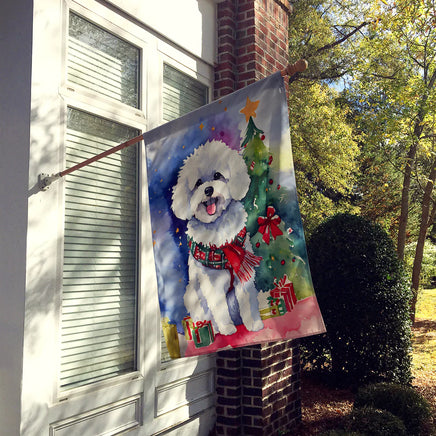 Bichon Frise Christmas House Flag