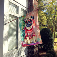 Pug Christmas House Flag