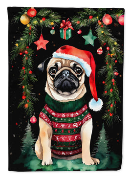 Pug Christmas House Flag