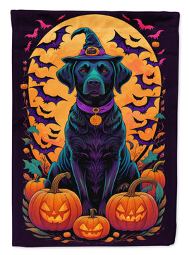 Black Labrador Retriever Witchy Halloween House Flag