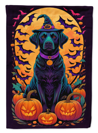 Black Labrador Retriever Witchy Halloween House Flag