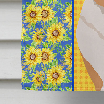 Summer Sunflowers Blue Merle Cardigan Corgi House Flag