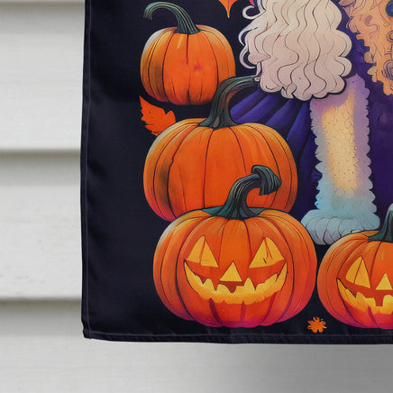 White Standard Poodle Witchy Halloween House Flag