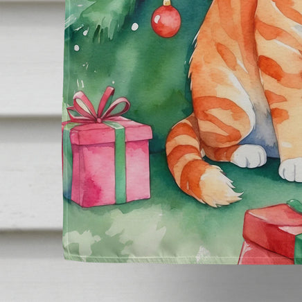 Cheetoh Cat by the Christmas Tree House Flag