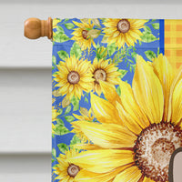 Summer Sunflowers Brindle Cardigan Corgi House Flag