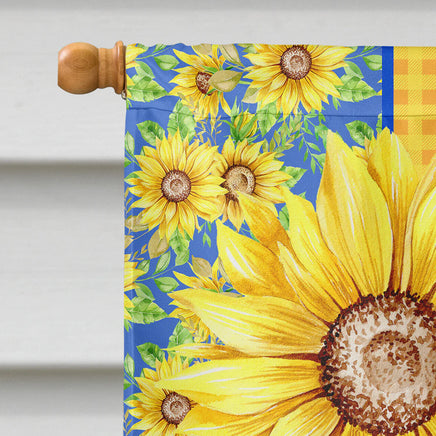 Summer Sunflowers Black and Tan Full Coat Yorkshire Terrier House Flag