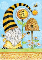 Gnome And Bees 4552 Decorative Flag