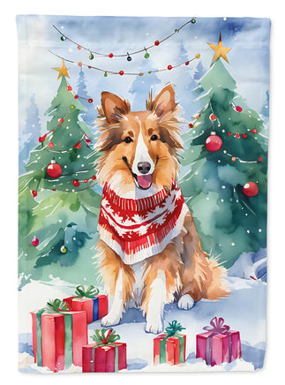 Sheltie Christmas House Flag