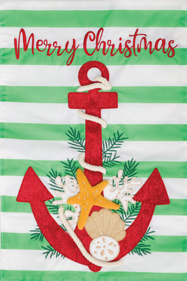 Custom Decor Christmas Anchor Applique/Burlap 4784 Decorative Flag 4784FM Flags