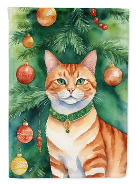 Suphalak Cat by the Christmas Tree House Flag